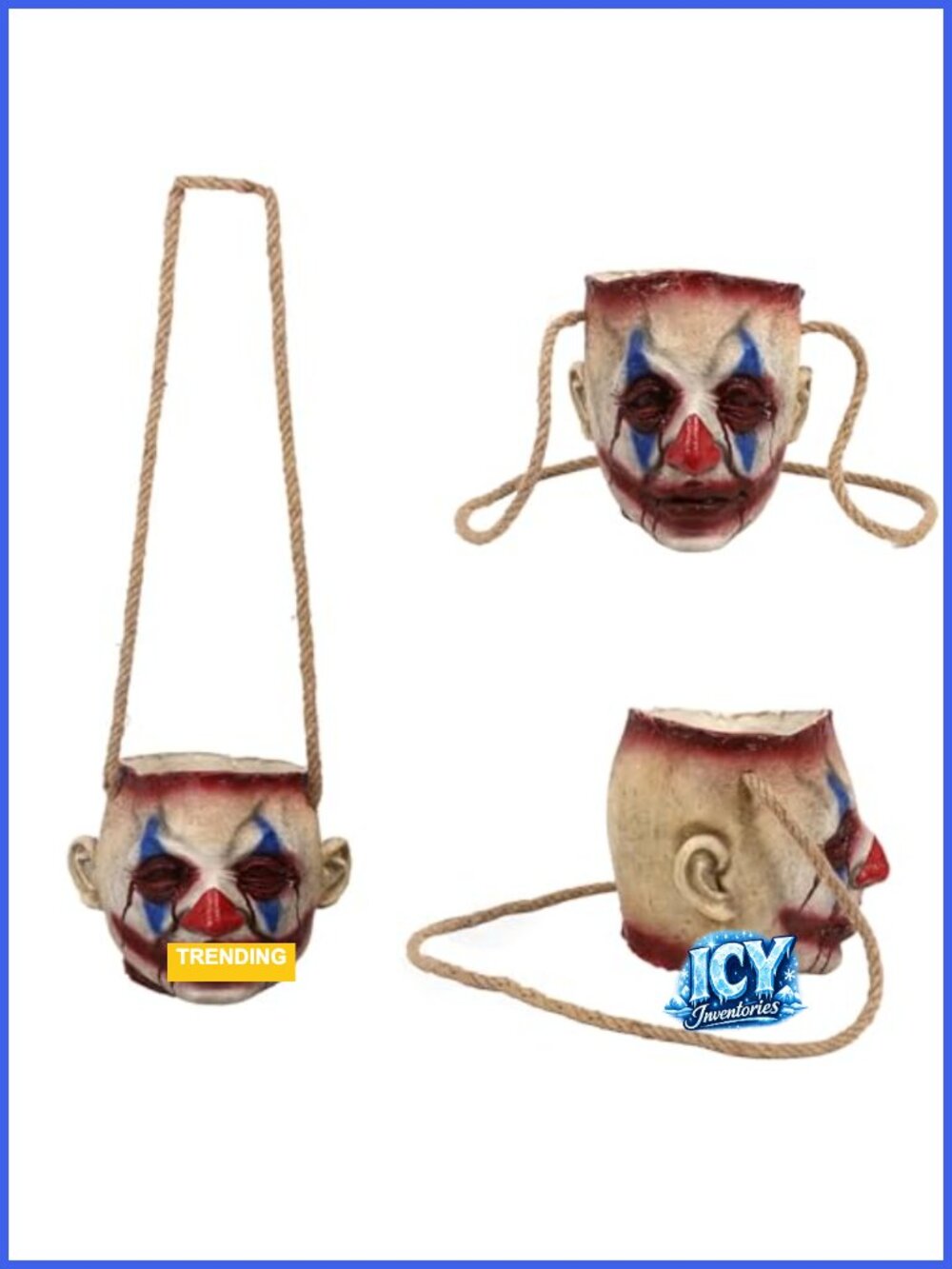 Halloween Candy Bucket Clown Zombie Severed Head Crossbody Bag Latex Horror Prop